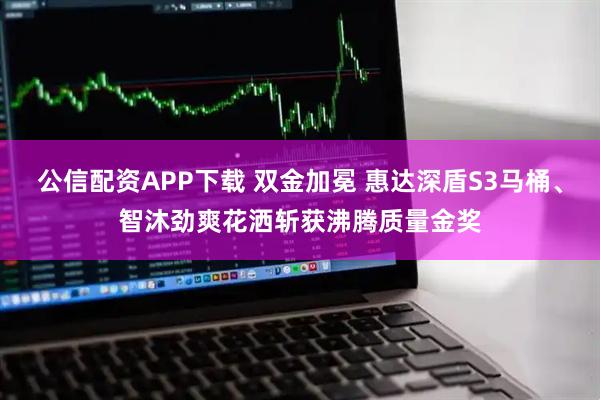 公信配资APP下载 双金加冕 惠达深盾S3马桶、智沐劲爽花洒斩获沸腾质量金奖